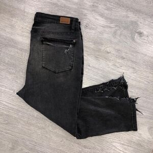Judy Blue Jeans Women 15/32 Skinny Fit Capri Dark Wash Stretch Crop Thrashed